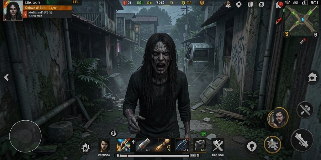 Screenshot gameplay 73K yang penuh ketegangan dan misteri.