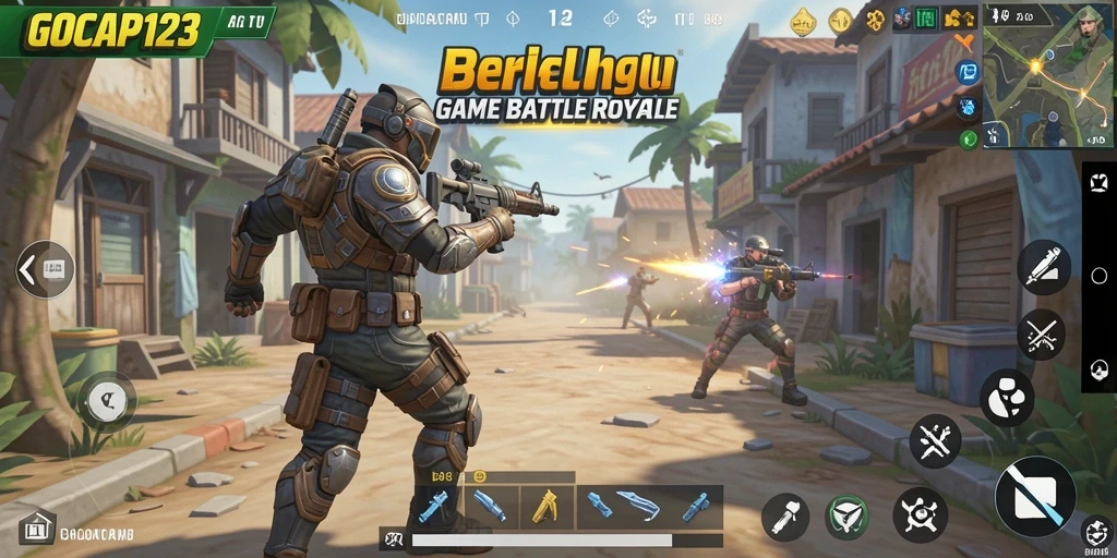 Screenshot GOCAP123 menampilkan aksi seru dalam pertempuran Battle Royale.