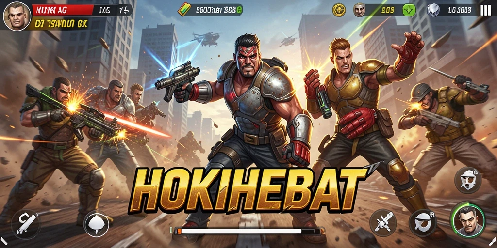 Screenshot gameplay HOKIHEBAT menampilkan aksi pertarungan yang mendebarkan.