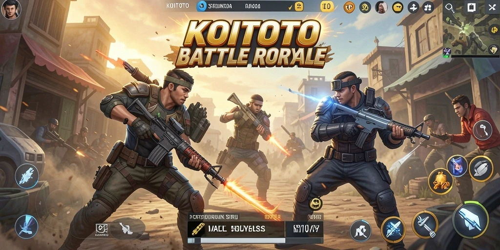 Tampilan gameplay seru KOITOTO dengan aksi Battle Royale.