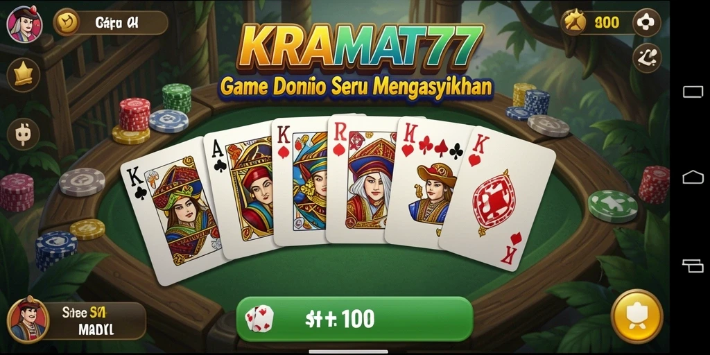 Tampilan gameplay seru dari KRAMAT77 dalam permainan Domino.