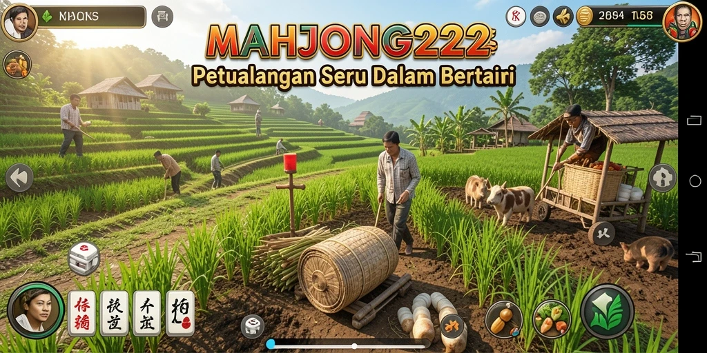 Screenshot gameplay MAHJONG222 menampilkan aktivitas bertani yang seru.