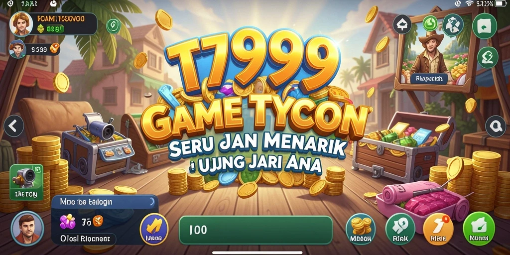 Tangkapan layar gameplay T9999 menampilkan aksi membangun kerajaan bisnis.